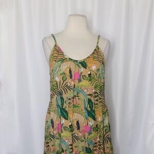 NWT!! ROLLER RABBIT Dakota Tropical Jungle Maxi Dress Vacation Tiered Small